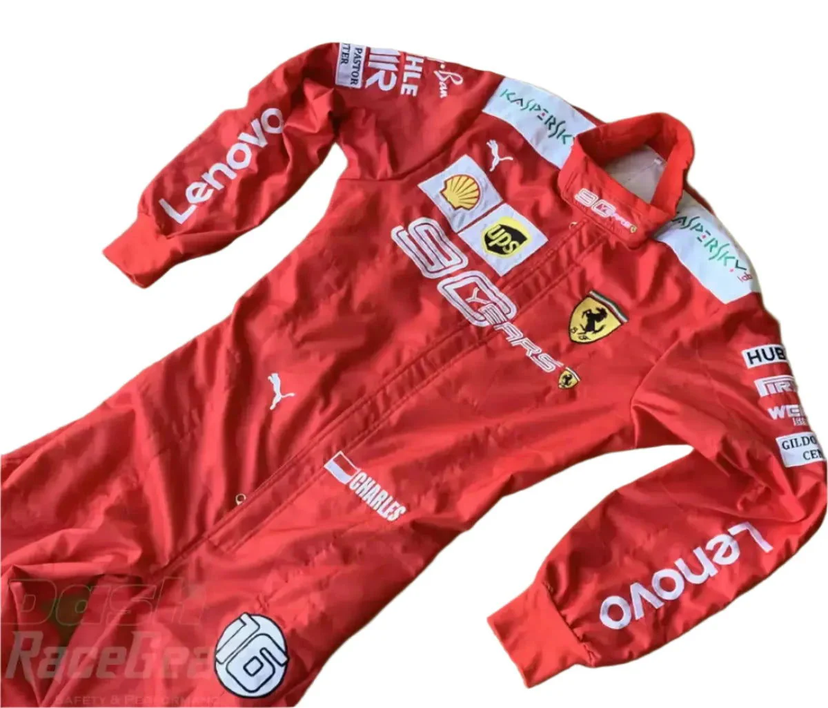 2019 Charles Leclerc Scuderia Ferrari 90 Years Embroided Racing Suit - Image 3