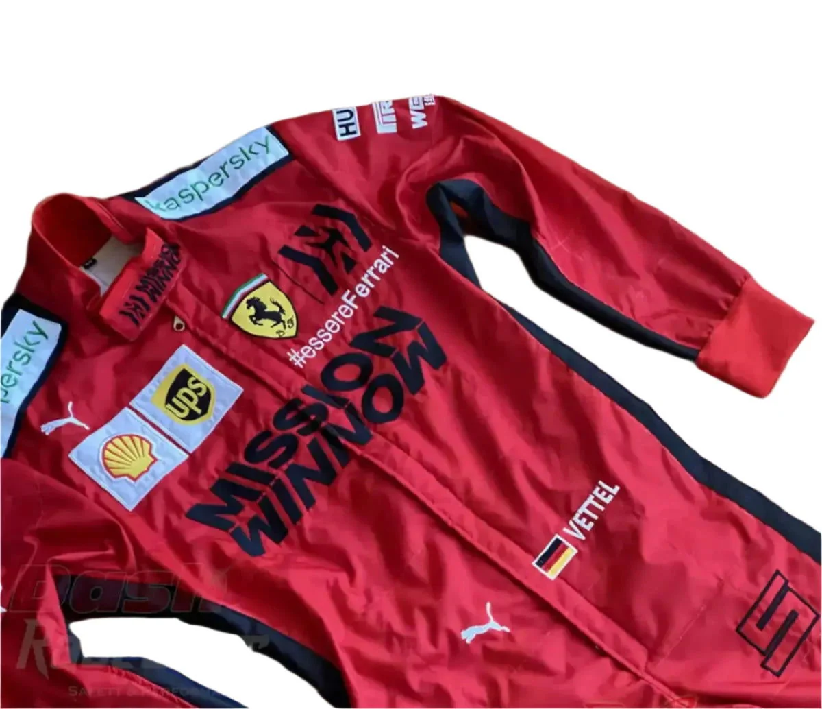 2020 Sebastian Vettel Ferrari Mission Winnow F1 Embroidered Racing suit - Image 4