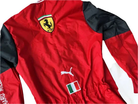 2022 Charles Leclerc Ferrari Embroidered F1 Racing Suit - Image 3