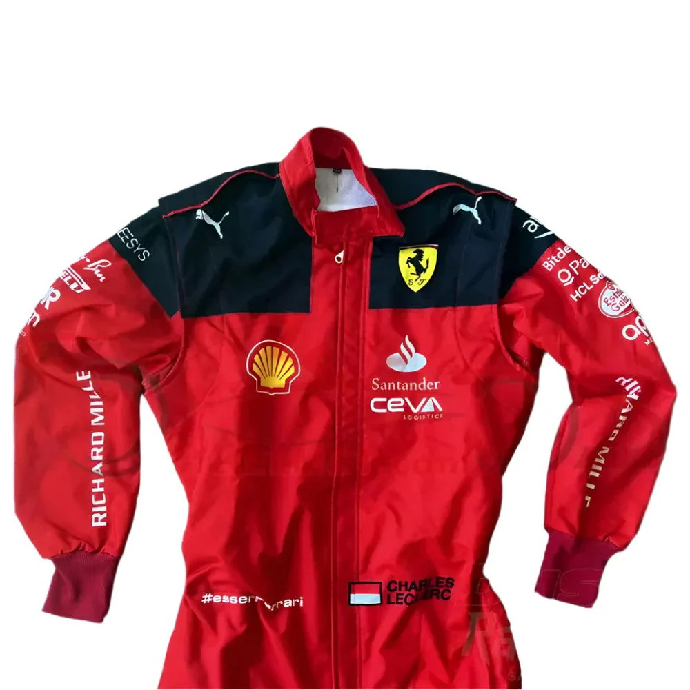 2023 Charles Leclerc Scuderia Ferrari F1 Embroidered Racing Suit - Official Team Gear - Image 5
