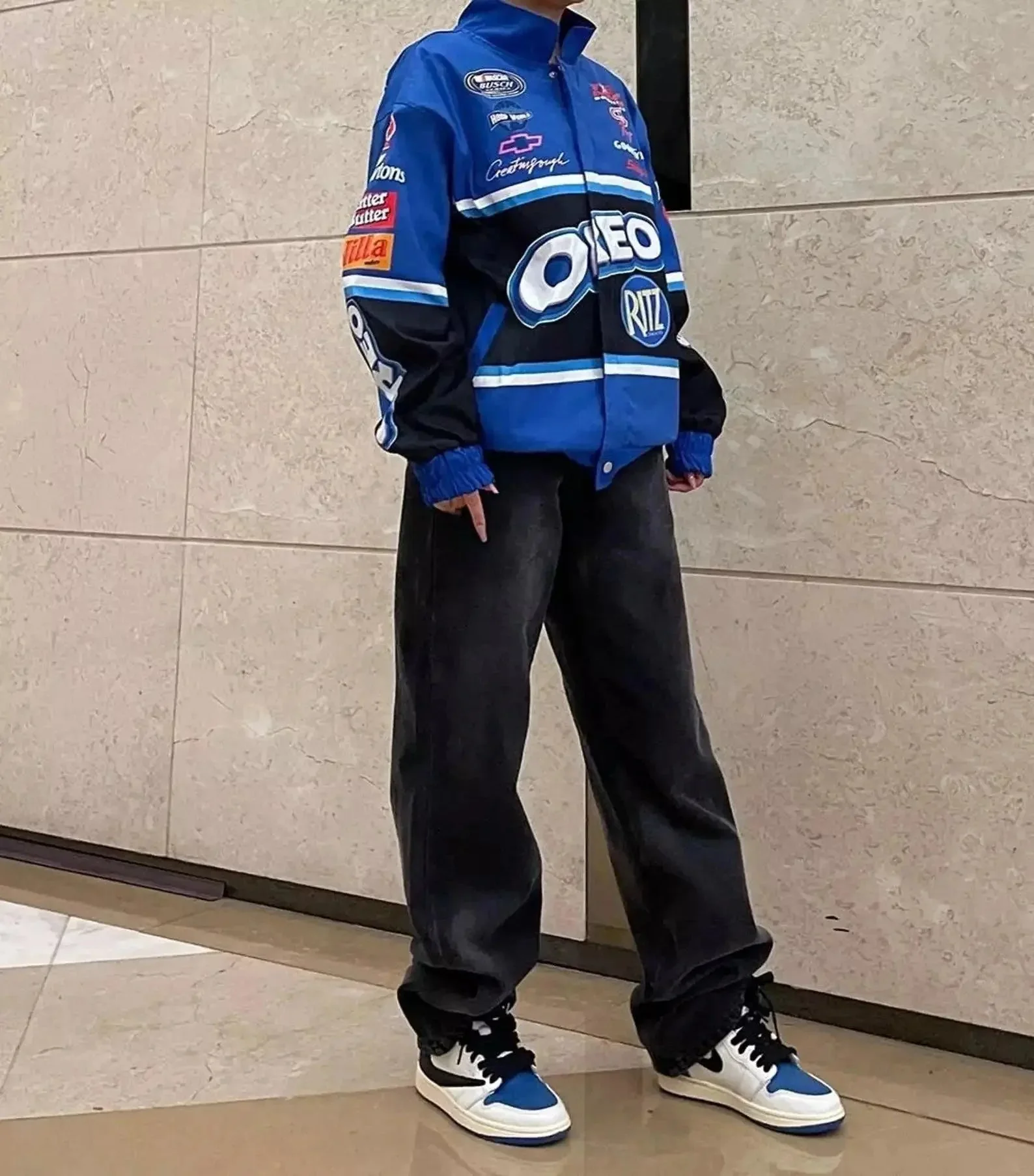 F1 Biker Racing Streetwear Embroidered Bomber Jacket - Image 4