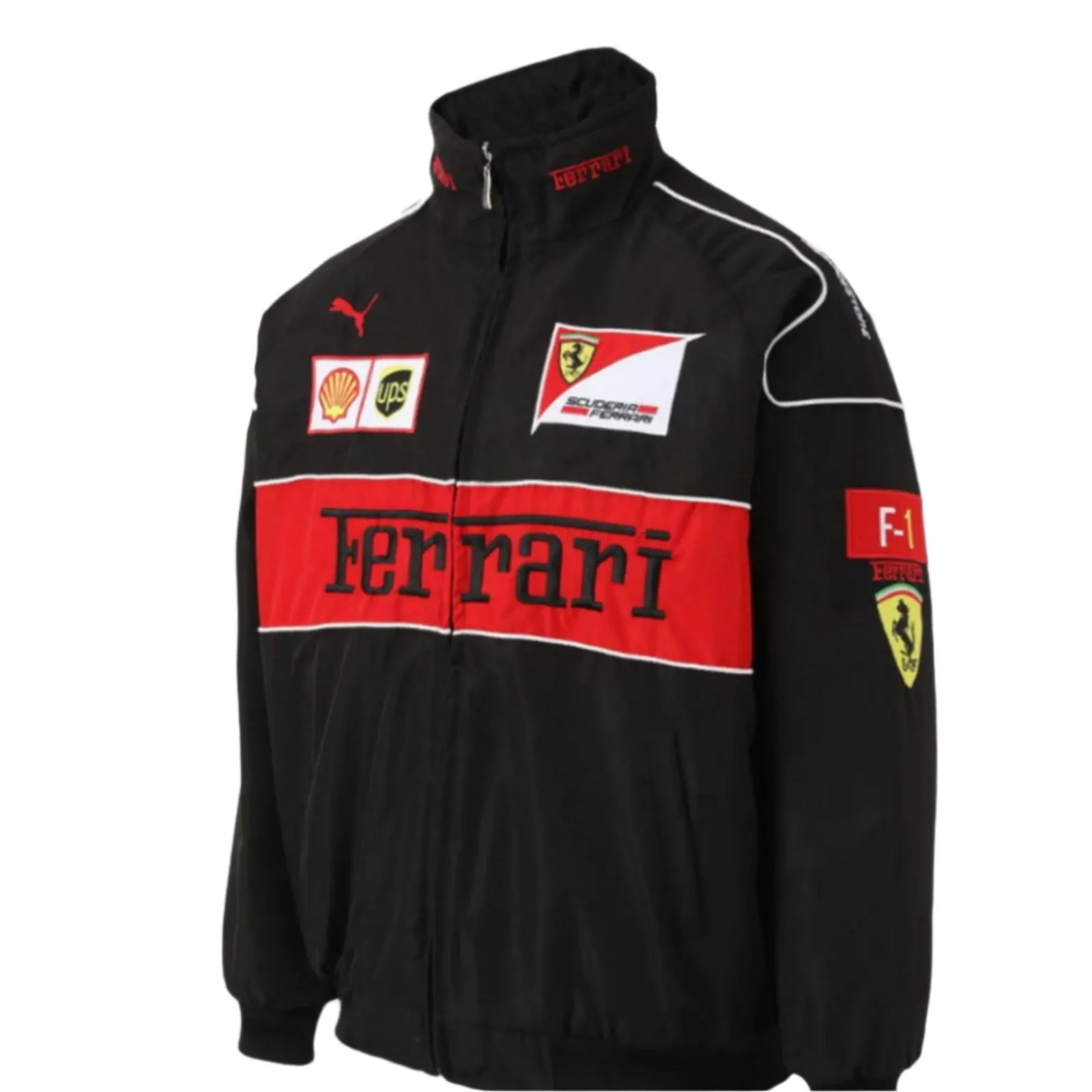Ferrari F1 Vintage Black Jacket | Classic Motorsport Apparel - Image 3
