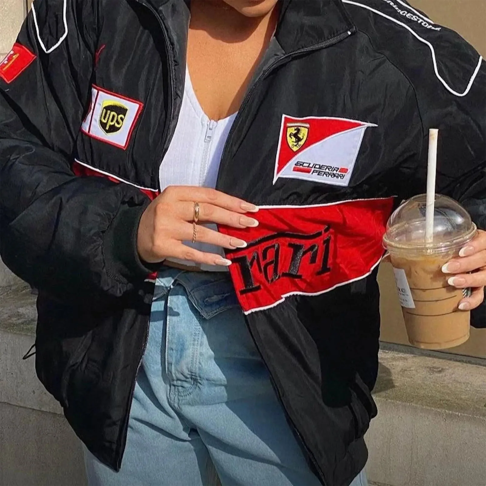 Ferrari F1 Vintage Black Jacket | Classic Motorsport Apparel - Image 4
