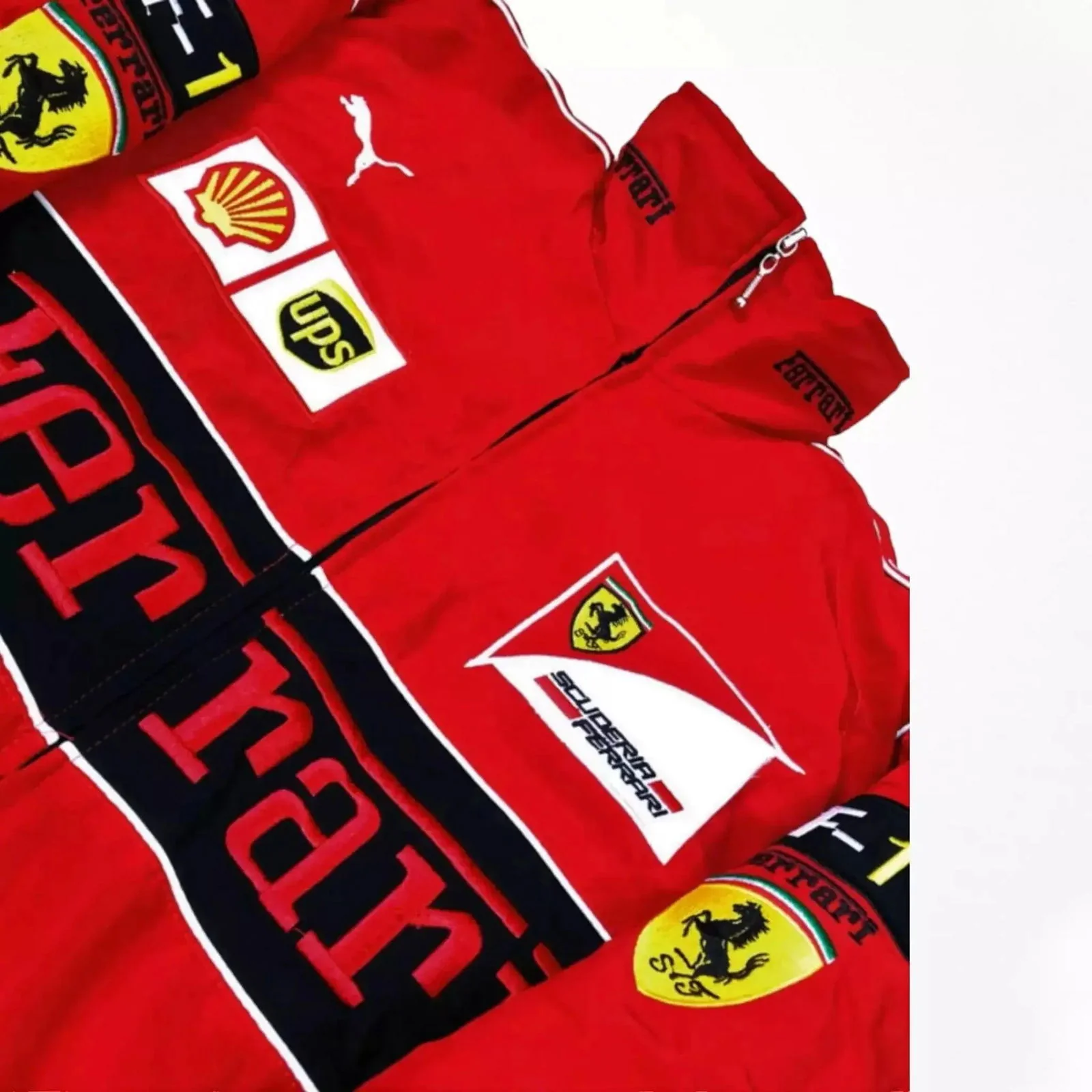 Vintage Ferrari Racing Embroidery Stylish Winter F1 Jacket - Image 3