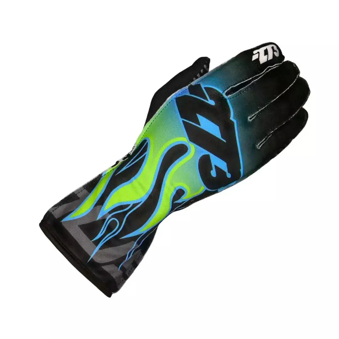 FLAME Black/Cyan/Fluo Green/Yellow Gloves - Image 2