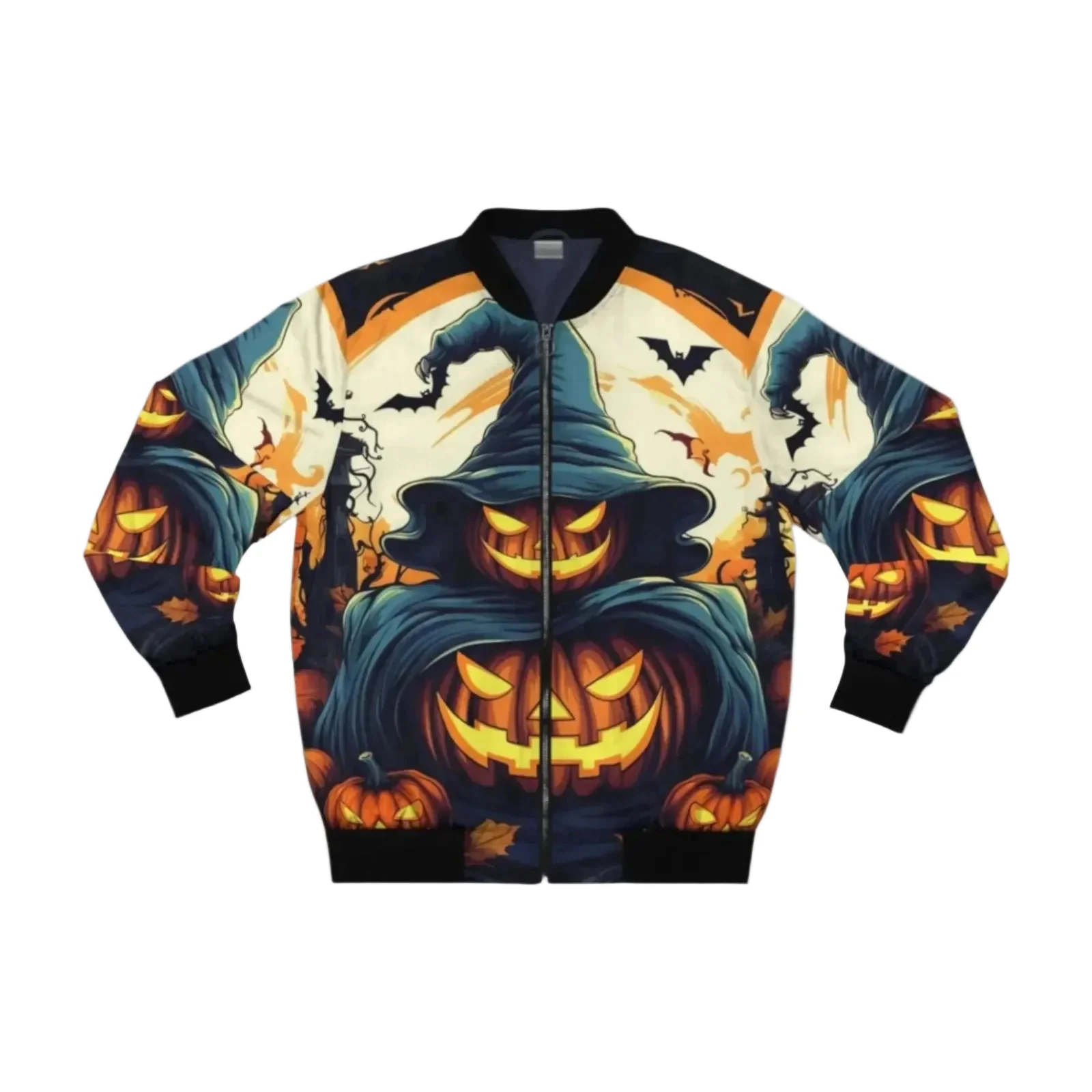 Halloween Jack O' Lantern Unisex Bomber Jacket - Festive Apparel