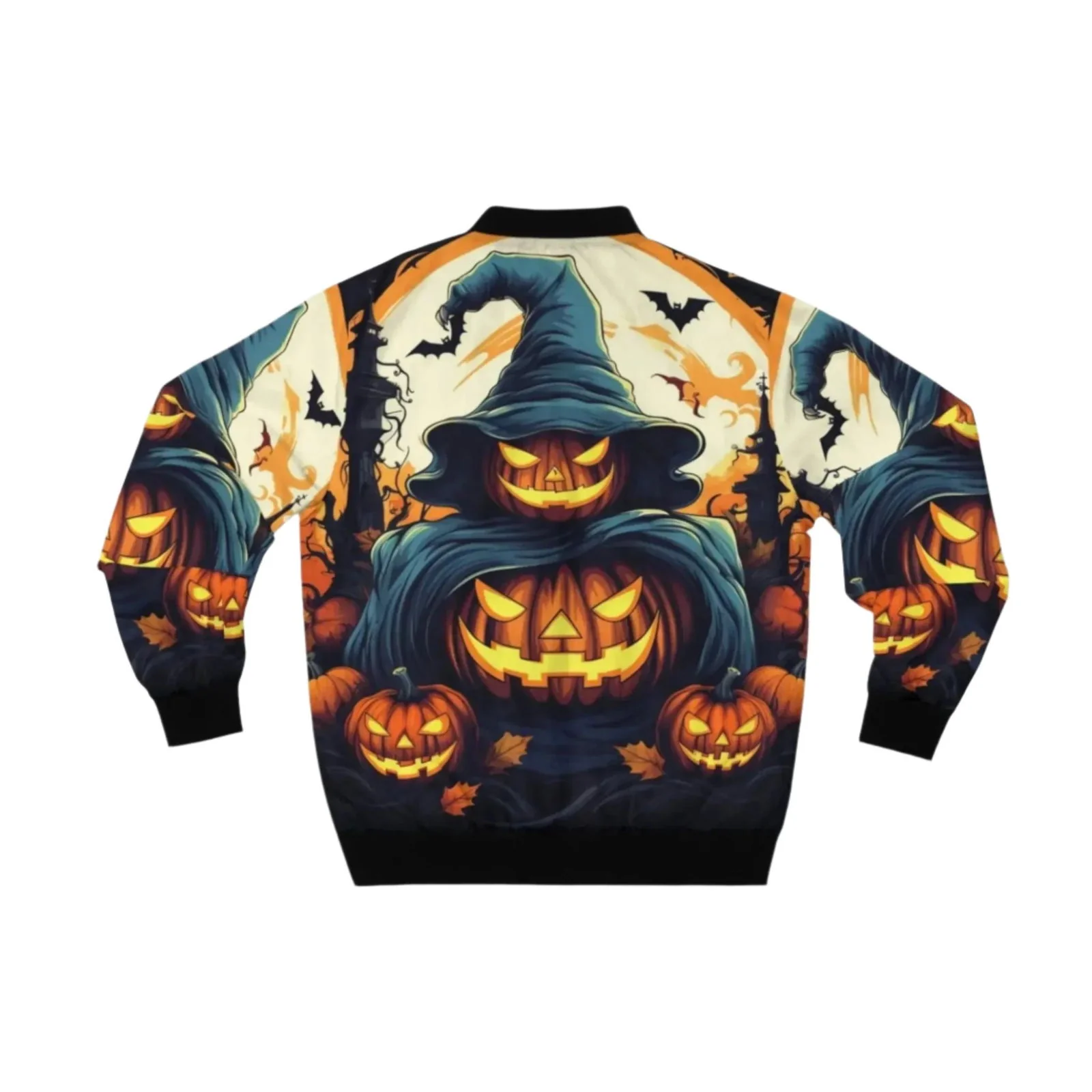 Halloween Jack O' Lantern Unisex Bomber Jacket - Festive Apparel - Image 2