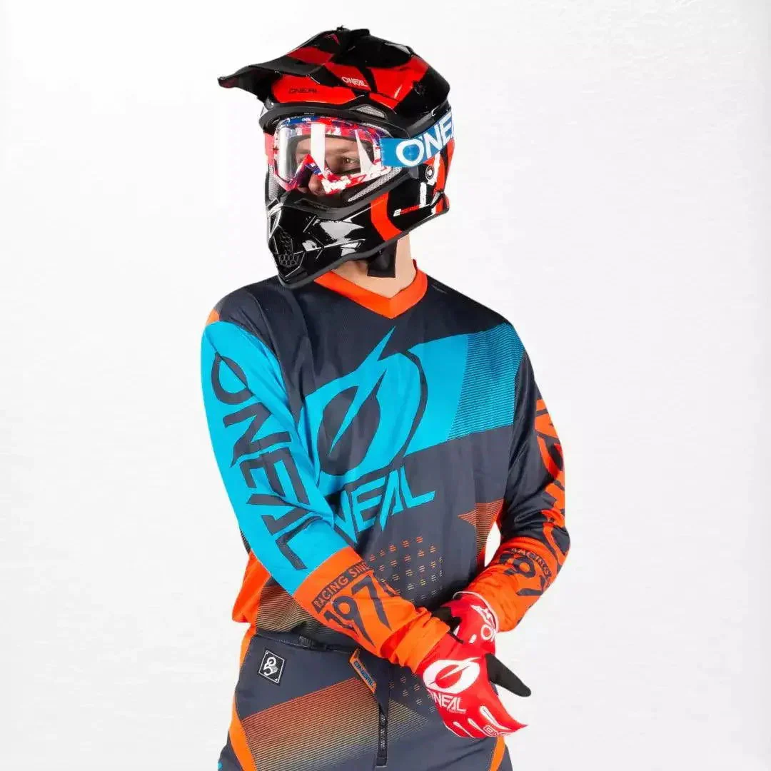 O'Neal Element Factor MX Jersey Gray-Orange-Blue - Image 5