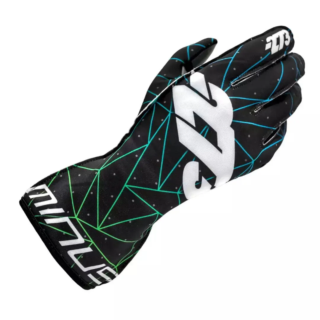 POLY EVO Black/Green/Cyan Gloves - Image 2