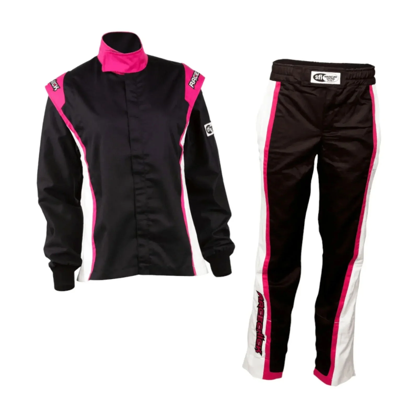 RACECHICK Fierce Women's Two-Piece Racing Suit | SFI 3.2A/5 - Black/Pink