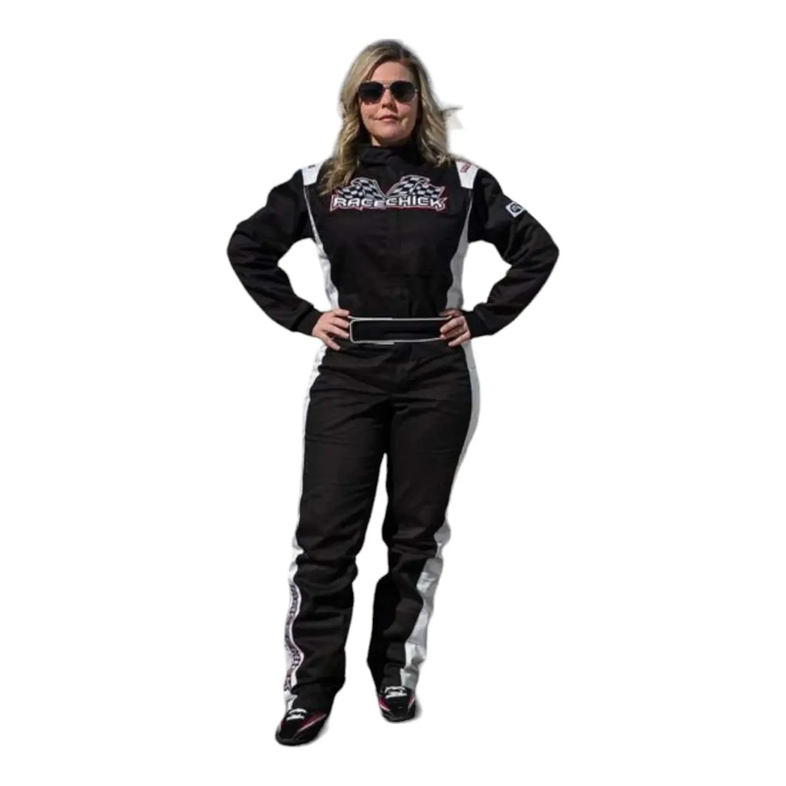 RACECHICK Fierce Women's Racing Suit | SFI 3.2A/1 - Black/White - Image 3