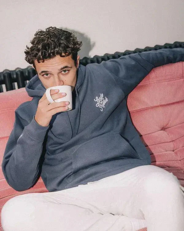 SCRIPT PETROL BLUE HOODIE - Image 5
