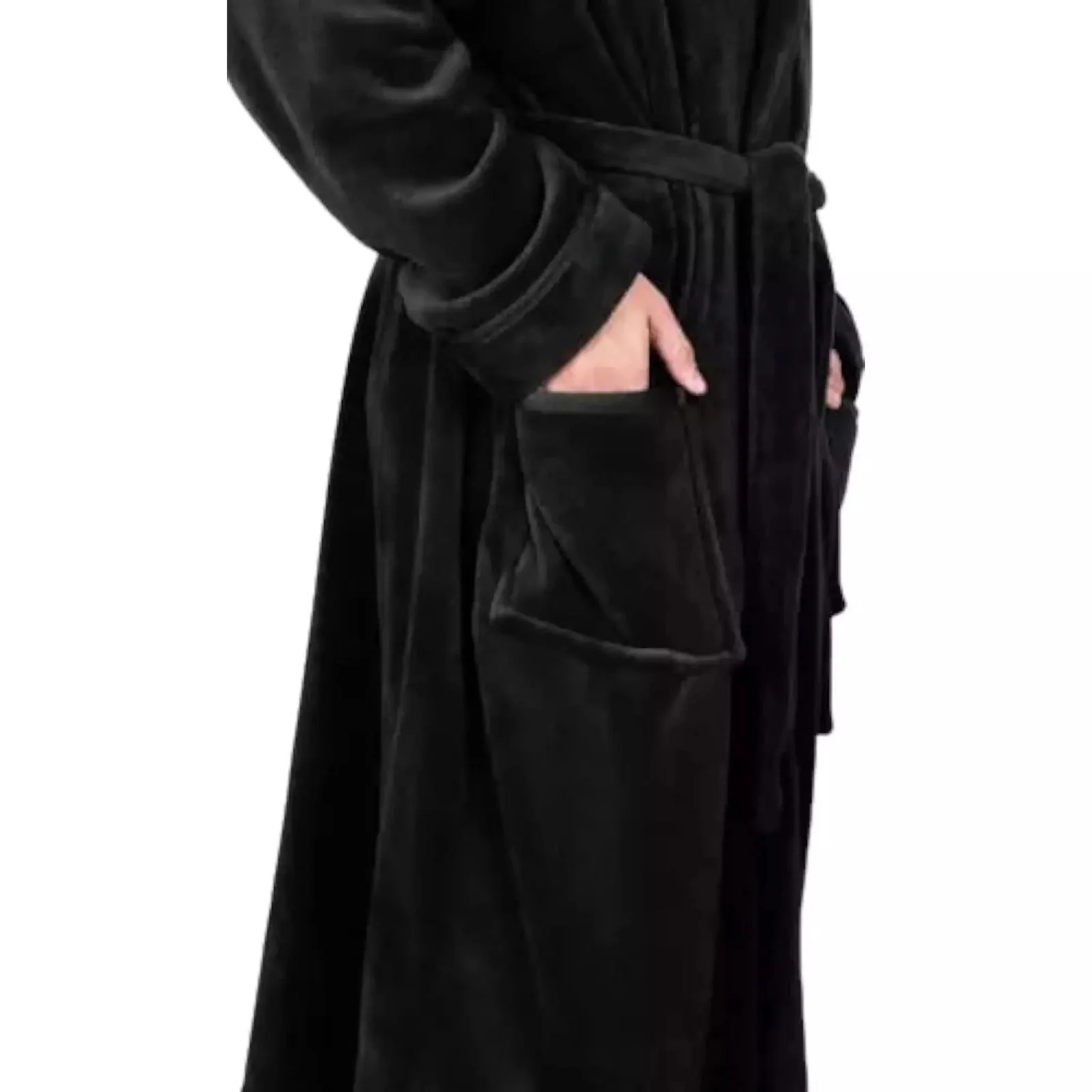 Unisex Fleece Hooded Bathrobes - Image 3